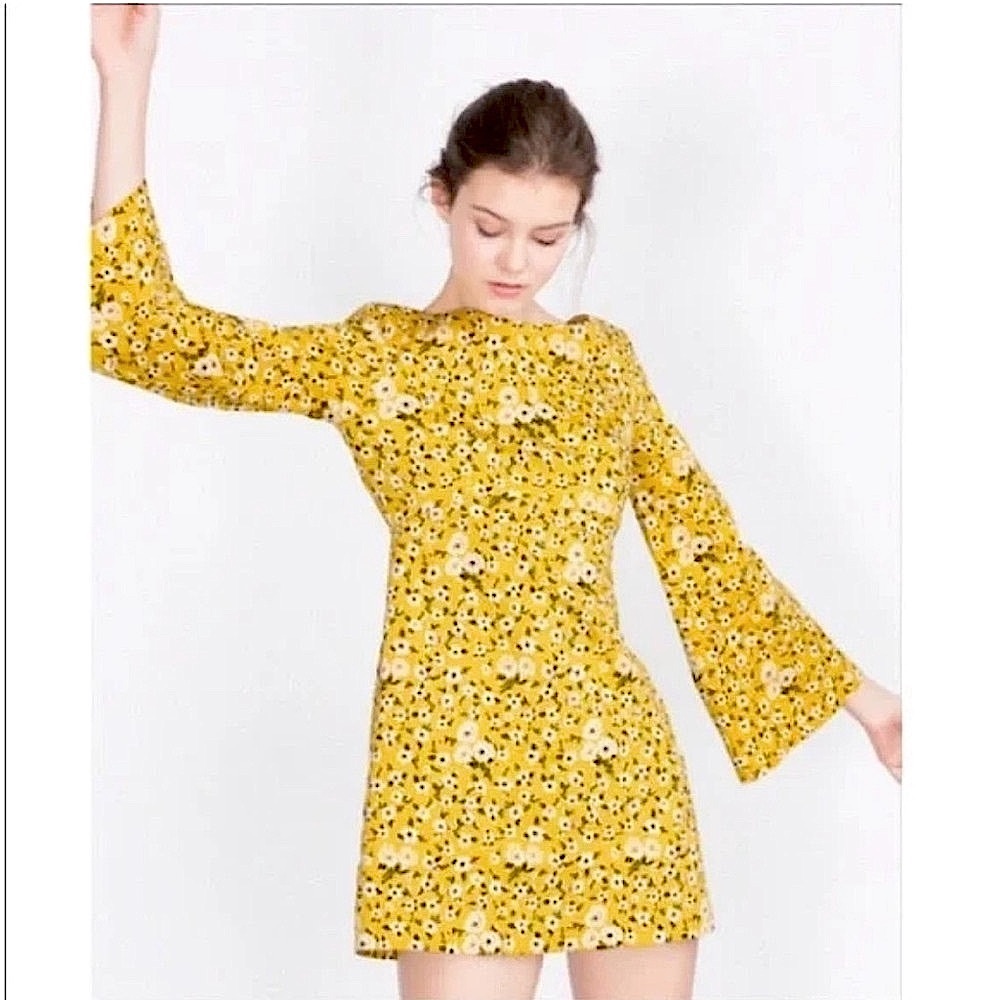 Zara Yellow Floral Mini Dress